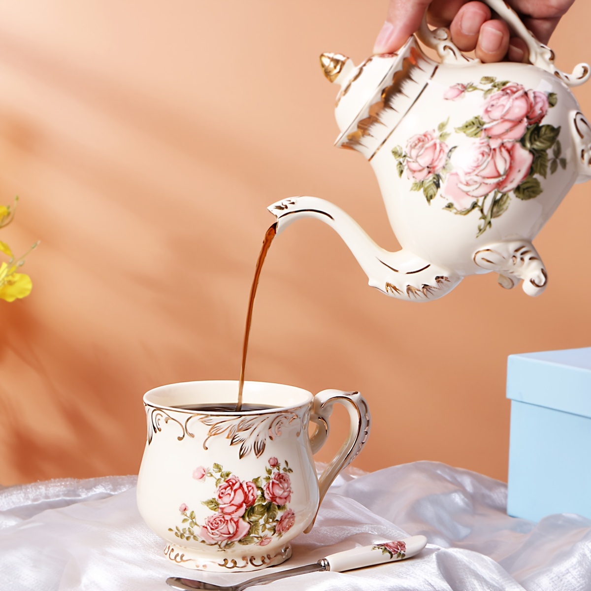 Rose Ceramic Cup & Spoon Set - - Vintage Collectible Spoons review and price