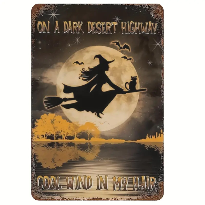 Vintage Witch Metal Tin Sign W - Vintage Collectible Plates review and price